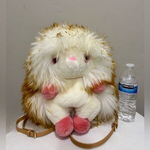 Cute Hedgehog Multi Use Bag/Real Shearling Crossbody/Backpack/Plushie/Pillow